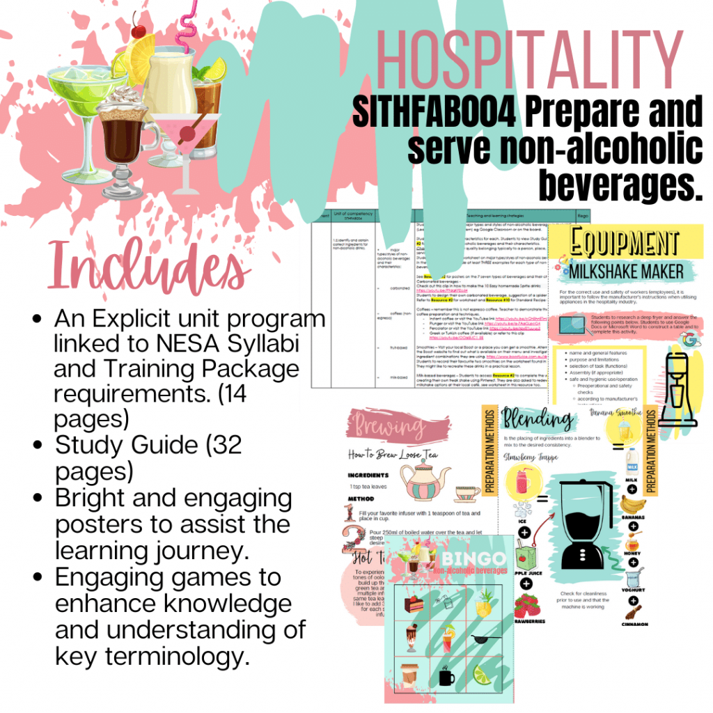Hospitality Prepare and Serve NonAlcoholic Beverages Teacher
