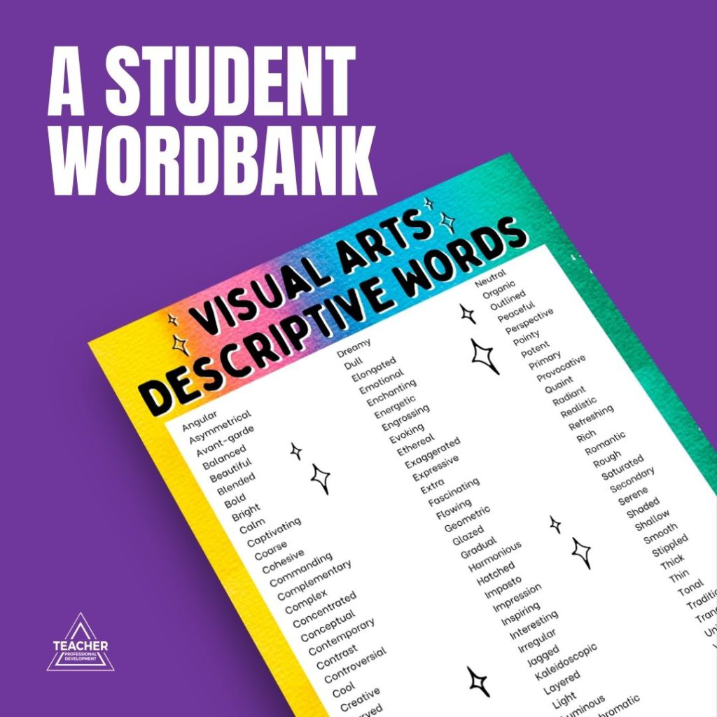 Visual Arts Descriptive Word Wall Teaching Resources