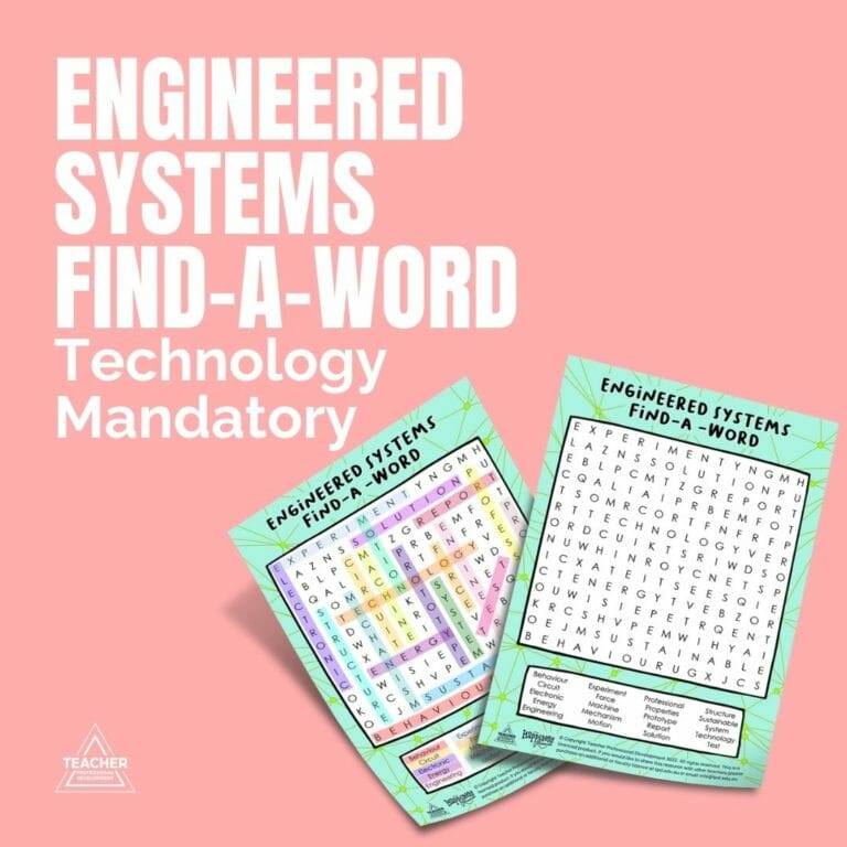 Technology Mandatory Engineered Systems Find-a-Word - Teacher ...