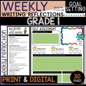 Weekly Reflection - Goal Setting - Self-Assessment -Writing - Grade 1