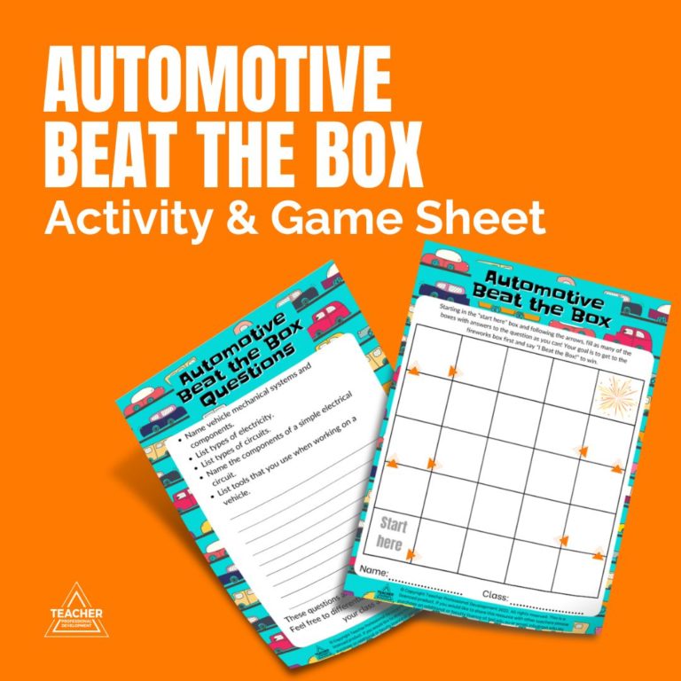 Tpd Worksheet Automotive Beat the Box - Teacher Resource Game