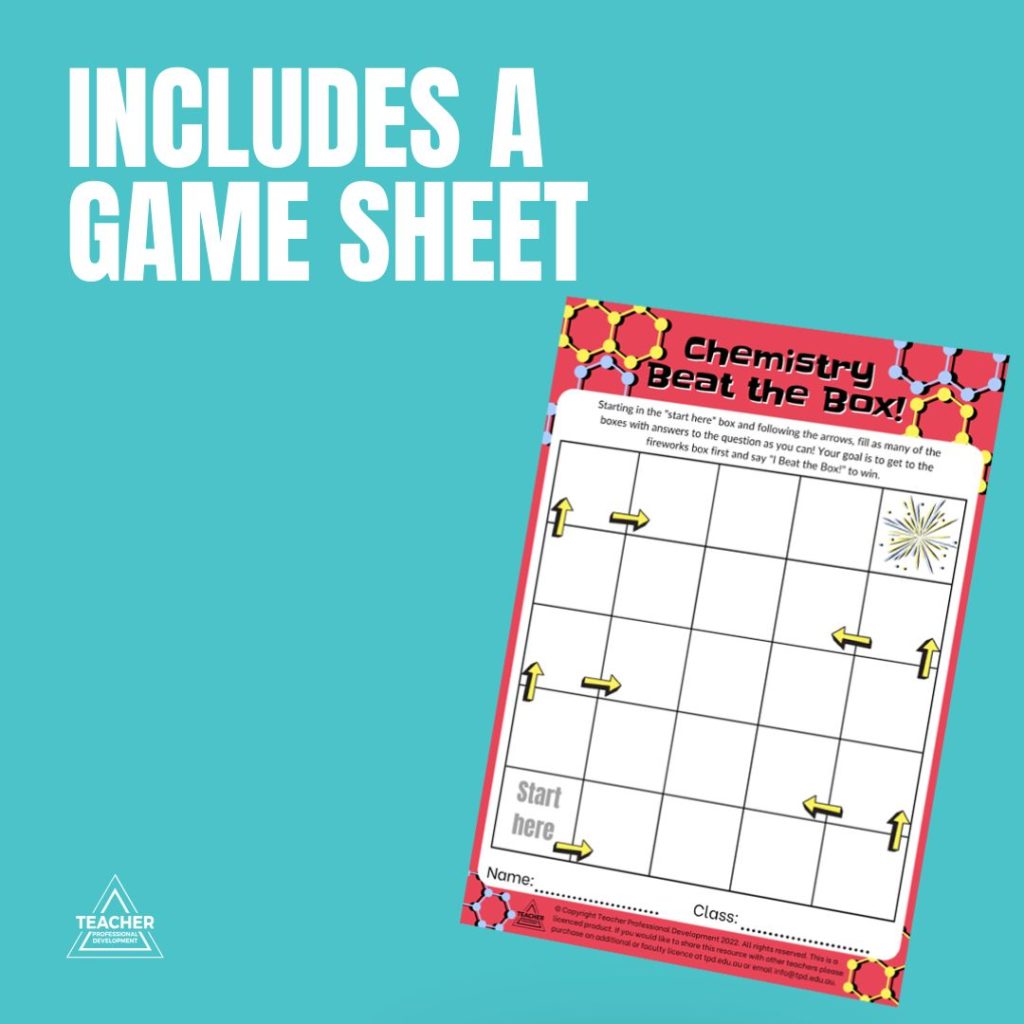 Chemistry Box Math Method Chemistry Beat the Box - Teacher Resource Game