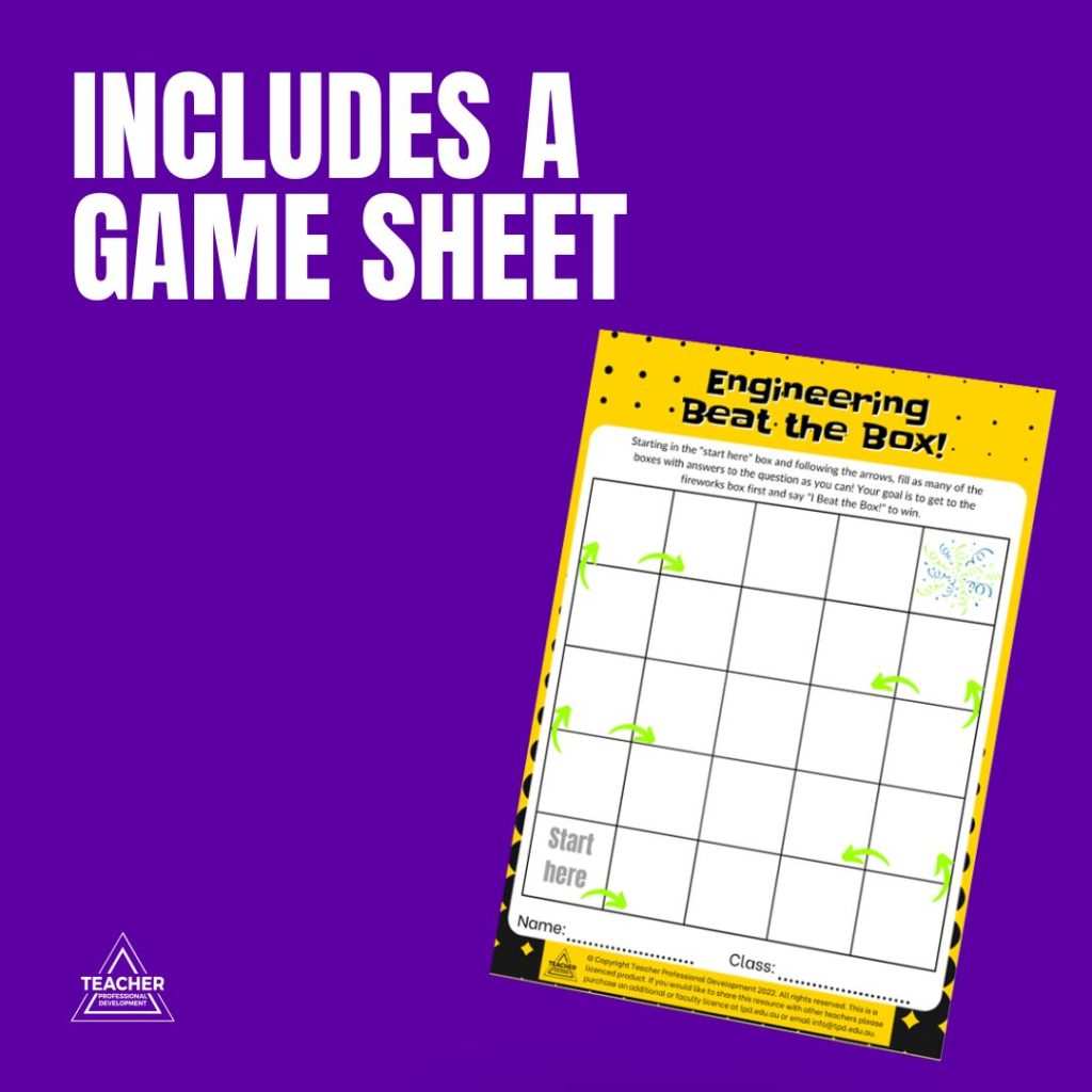 Box Engineering Sample Engineering Beat the Box - Engineering Teacher Resource Game
