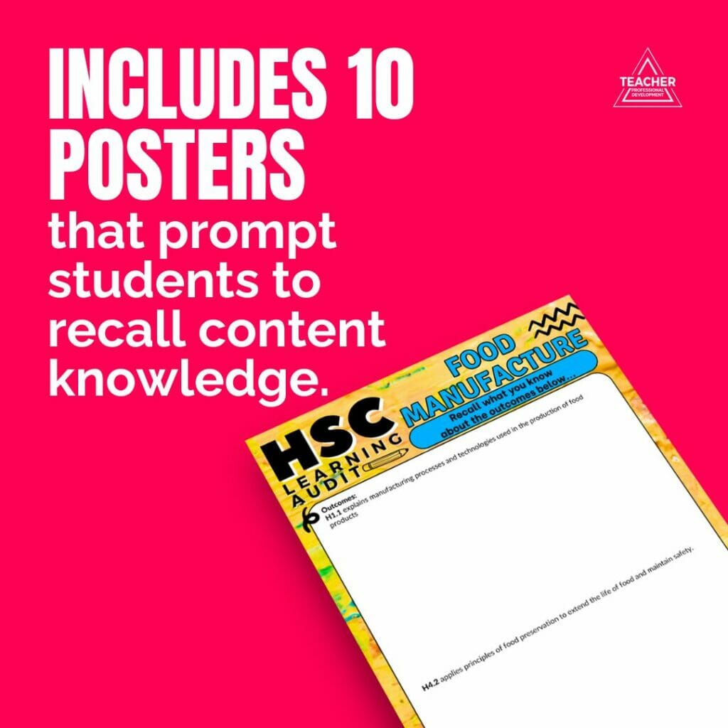 Food Manufacture HSC Learning Audit - Teaching Resource