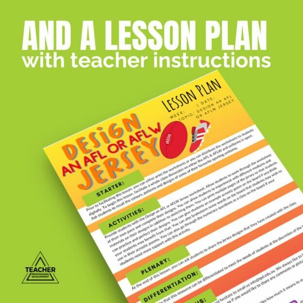 Afl Session Plan.pdf Design an AFL or AFLW Jersey- Teaching Resource