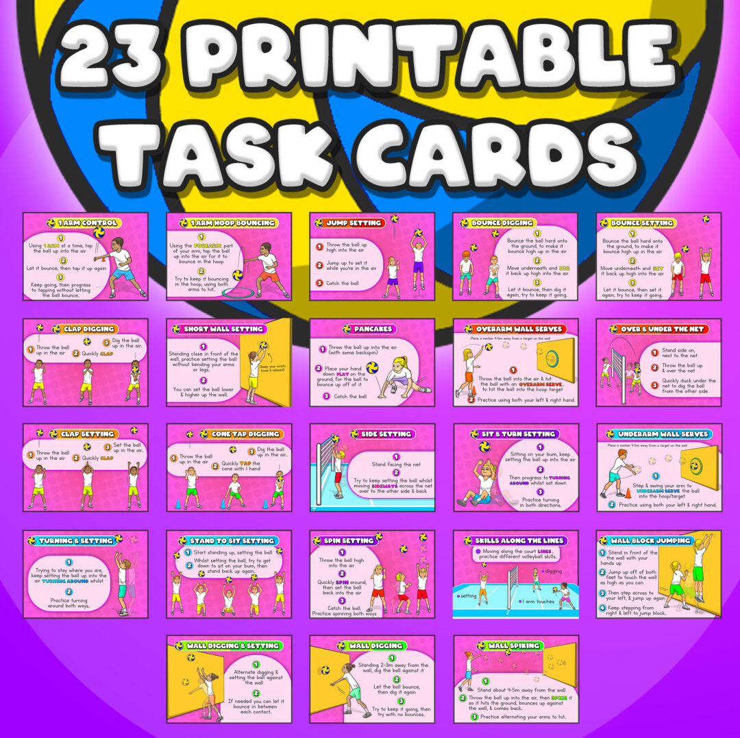 Volleyball skills & drills - Printable task cards for PE and sport ...