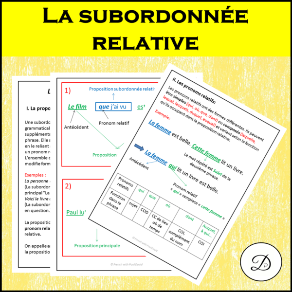 Subordonnee Relative La subordonnée relative: Explications et exercices corrigés / French ...