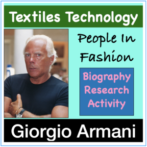 Giorgio Armani Fashion Designer Textiles worksheet TPD
