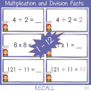 Basic Multiplication Division Facts 1-12 Times Tables Practice | MEGA ...