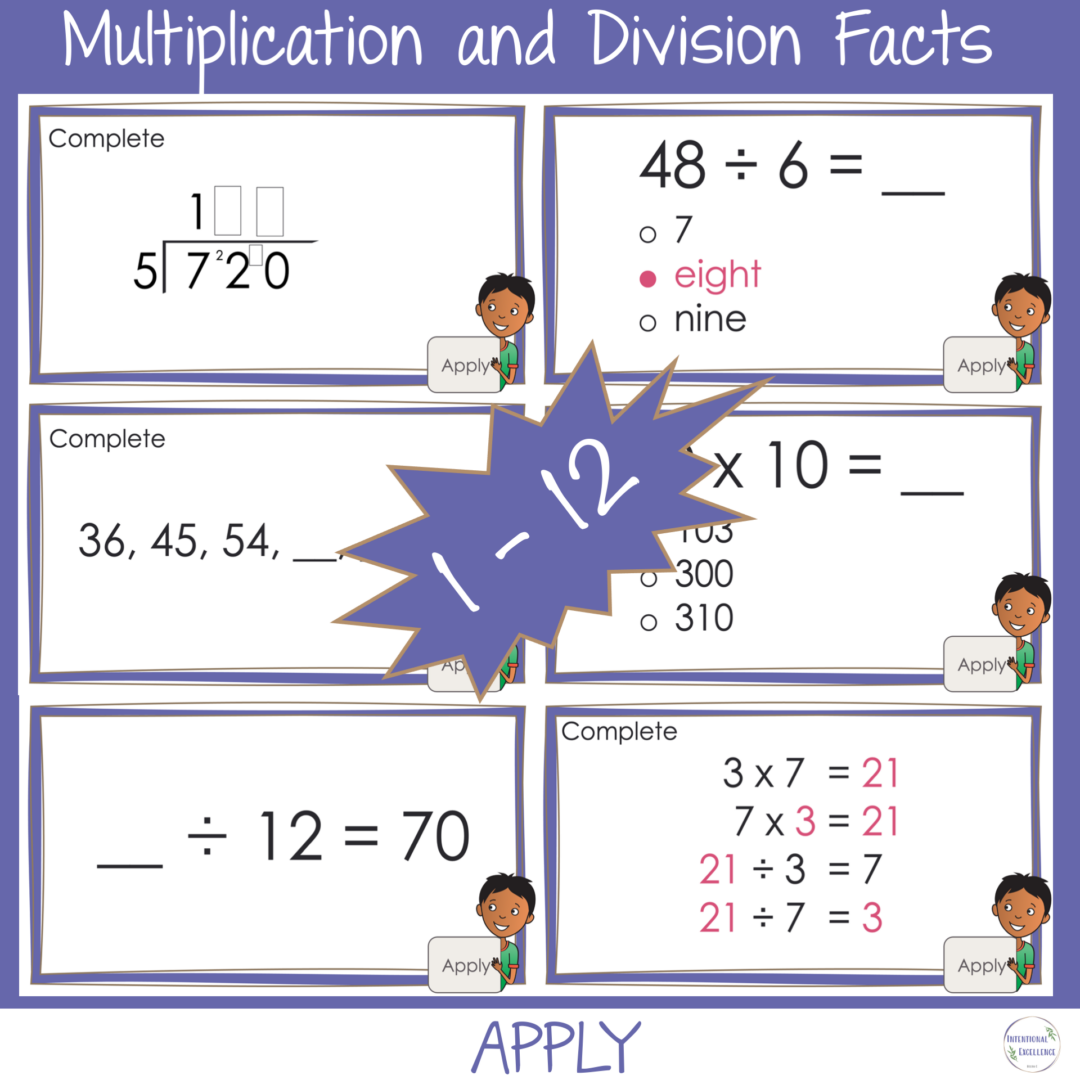 Basic Multiplication Division Facts 1-12 Times Tables Practice | MEGA ...