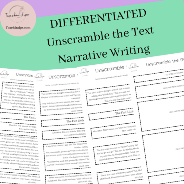 DIFFERENTIATED Unscramble the Text activity Narrative Writing ...