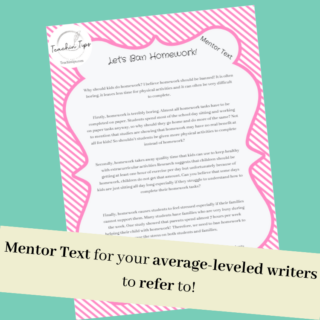 DIFFERENTIATED Mentor Text Persuasive Writing | Opinion Writing ...