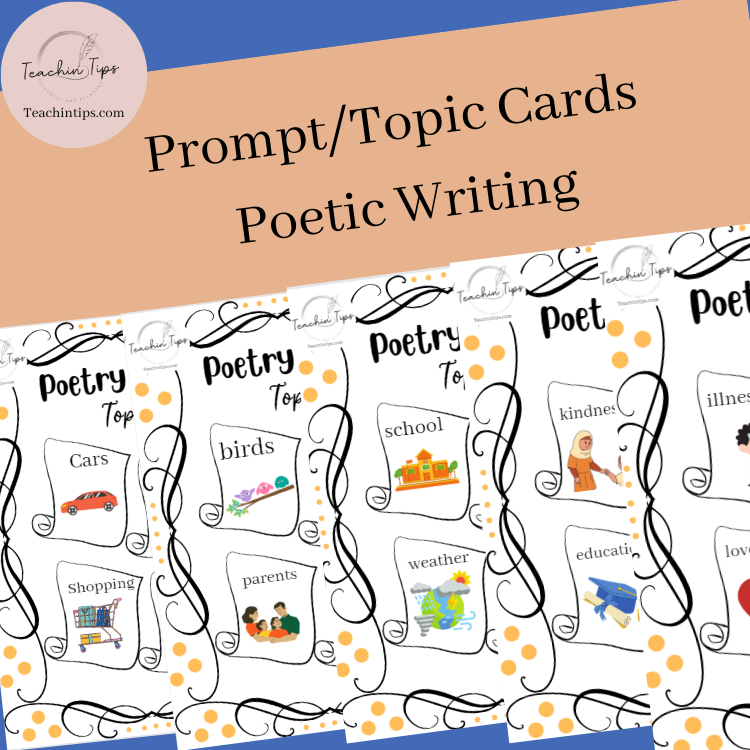 Poetry Writing Prompts | Topic Ideas for Poetic Texts Cards or 