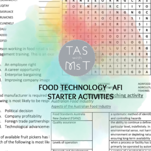 HSC Food Technology_Australian Food Industry Starter Activities