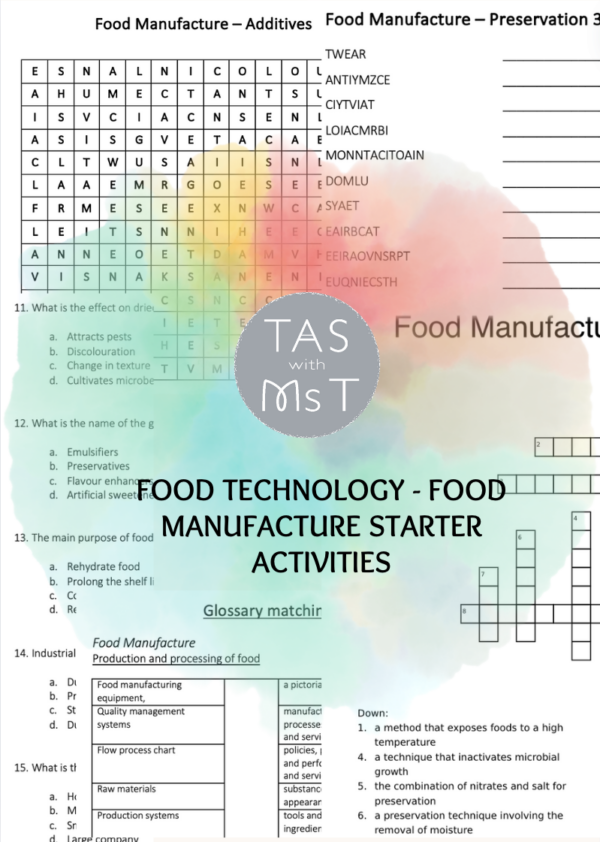 HSC Food Technology_Food Manufacture Development Starter Activities