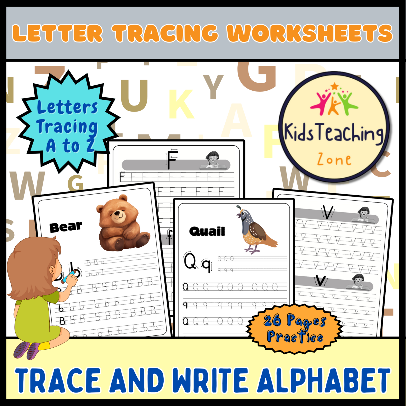 Letter Tracing Worksheets Trace And Write Alphabet A To Z Teacher