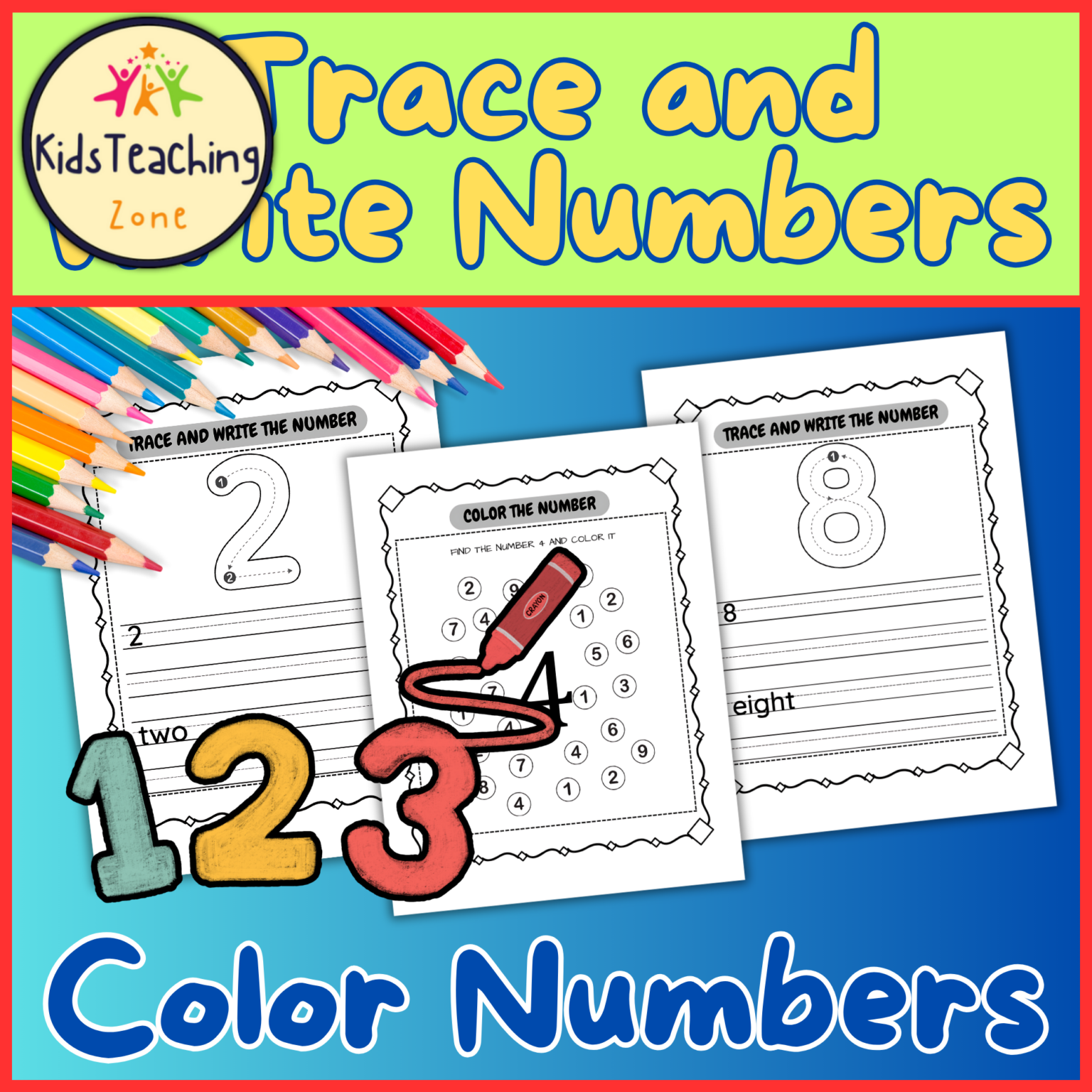 Trace And Write Numbers Find And Color Numbers Handwriting Digits 1