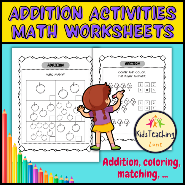 Addition Activities Math Worksheets, Coloring, Matching And More ...