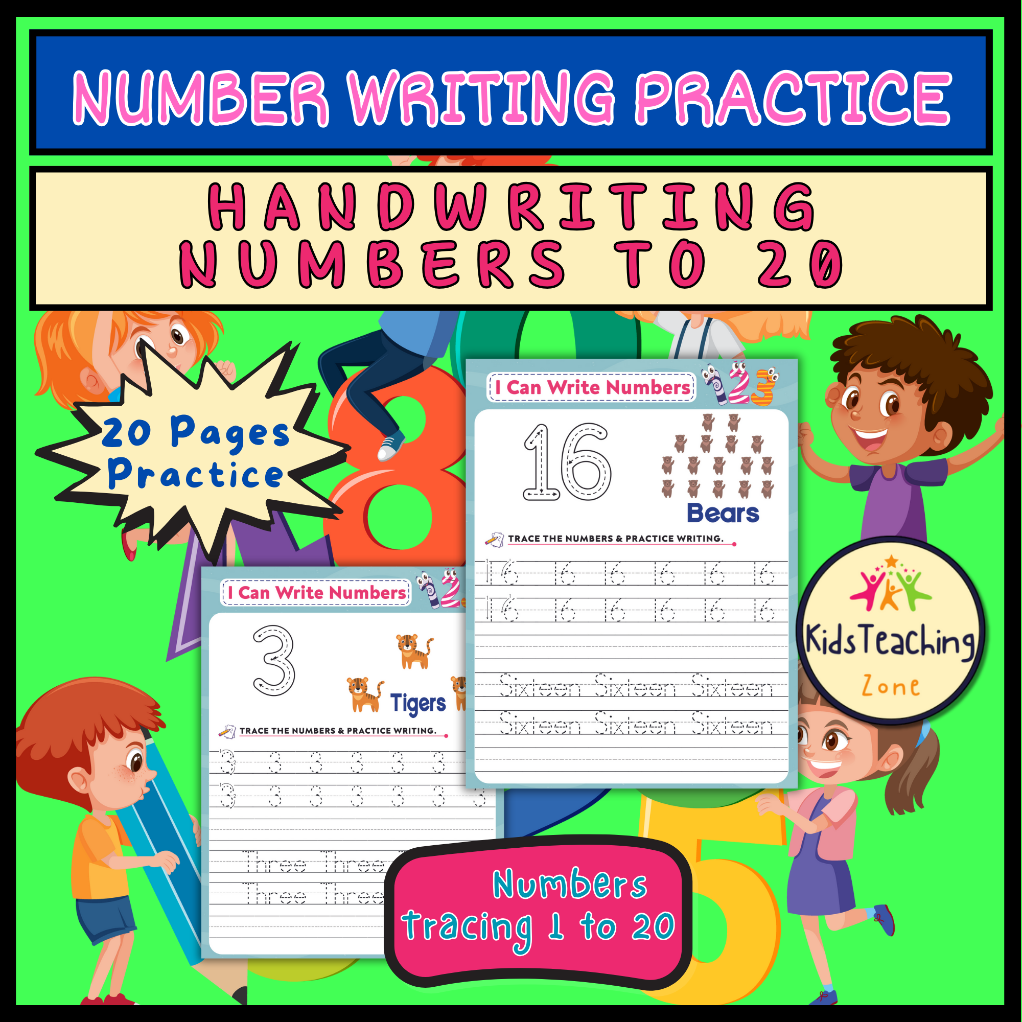 Number Writing Practice Handwriting Numbers 1 To 20 Teacher