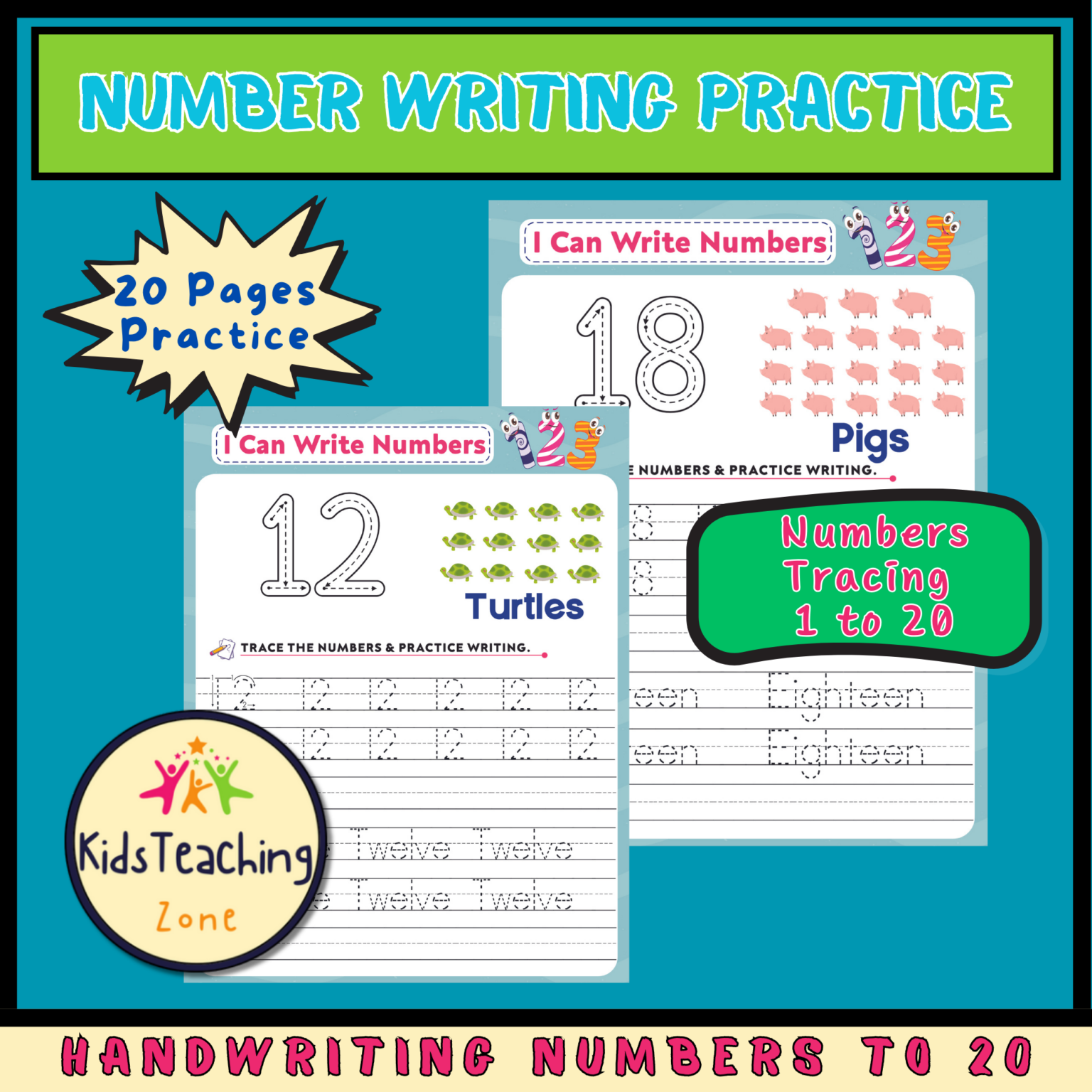 Number Writing Practice Handwriting Numbers 1 To 20 Teacher