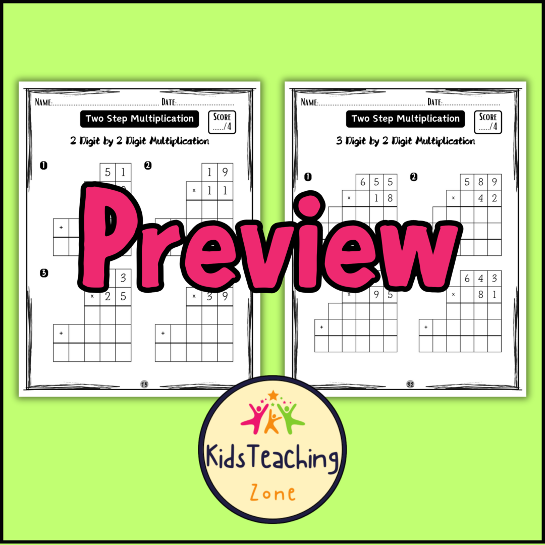 2 Digit by 2 Digit & 3 Digit by 2 Digit Two Step Multiplication ...