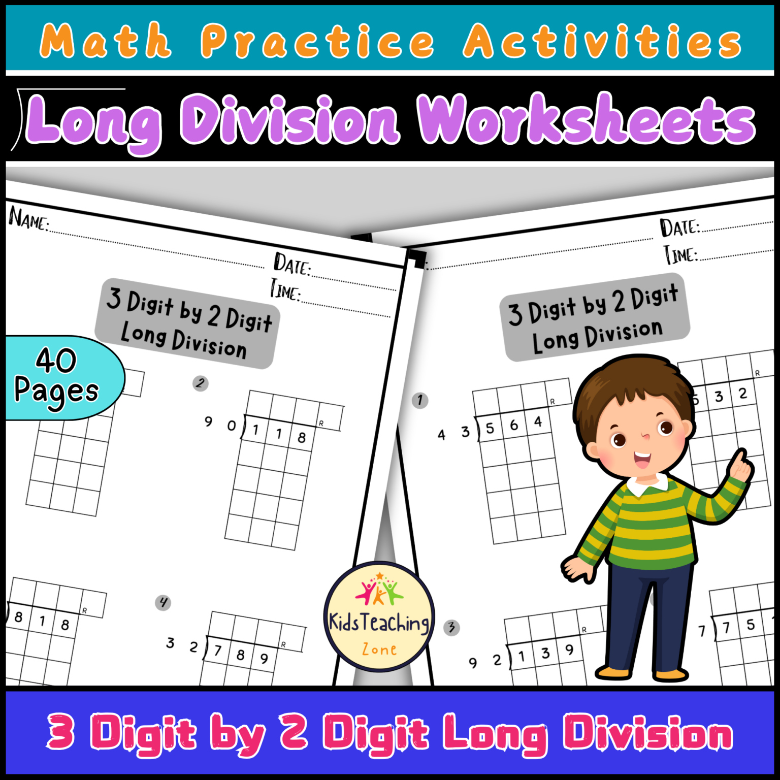 3 digit by 2 digit long division Practice Worksheets With Remainders ...