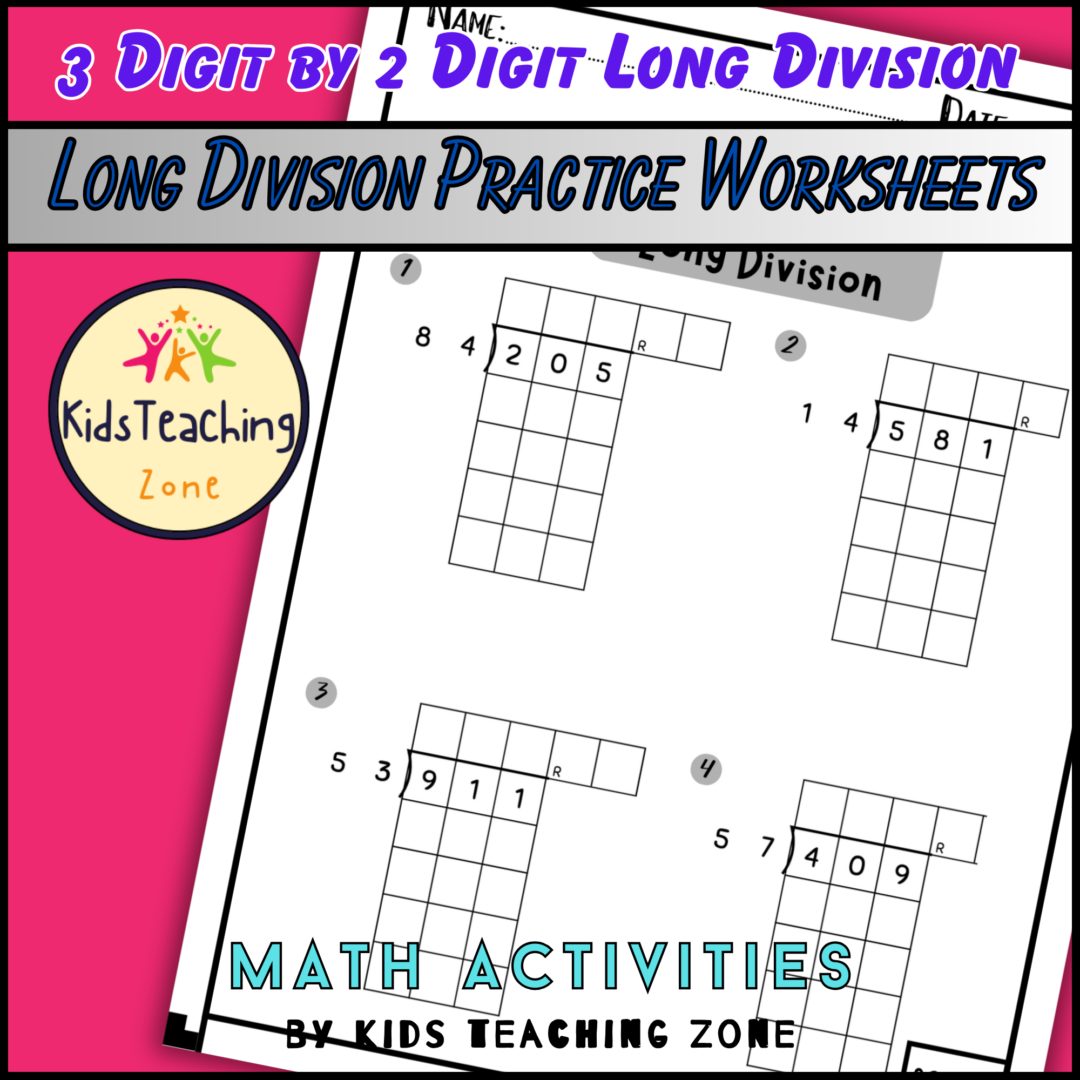 3 digit by 2 digit long division Practice Worksheets With Remainders ...
