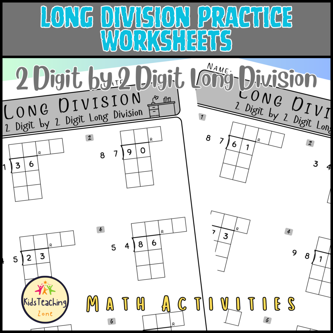 2 Digit by 2 Digit Long Division Worksheets Practice - Teacher ...