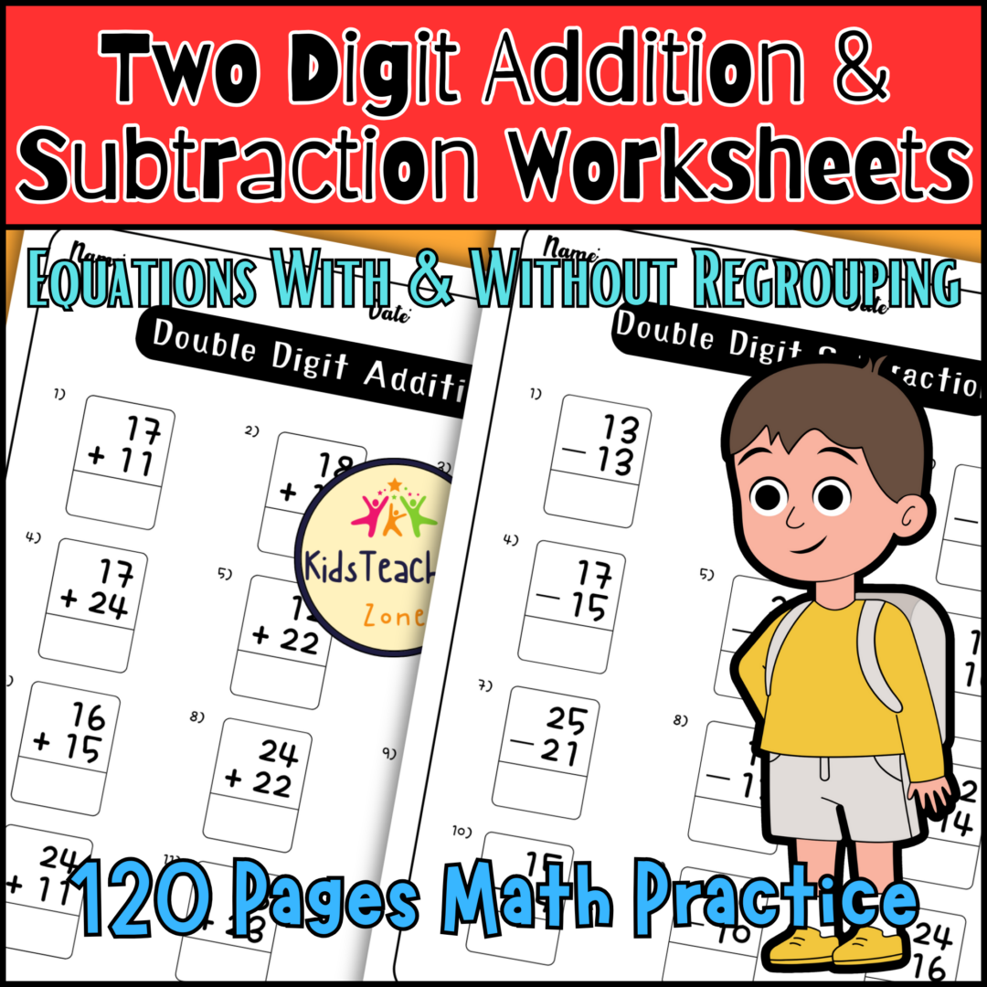 Two Digit Addition and Subtraction Math Worksheets With and Without ...