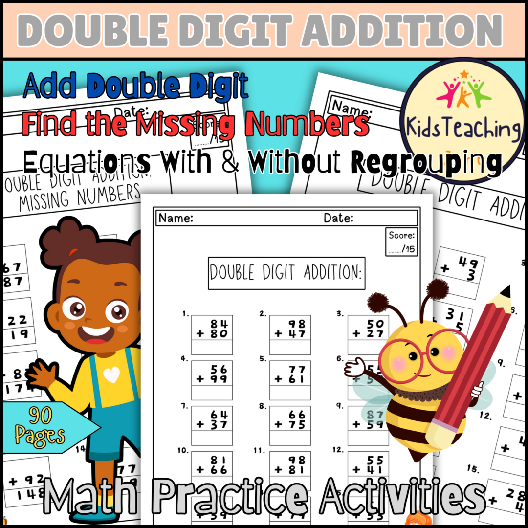 Double Digit Addition With and Without Regrouping Worksheets - Missing ...