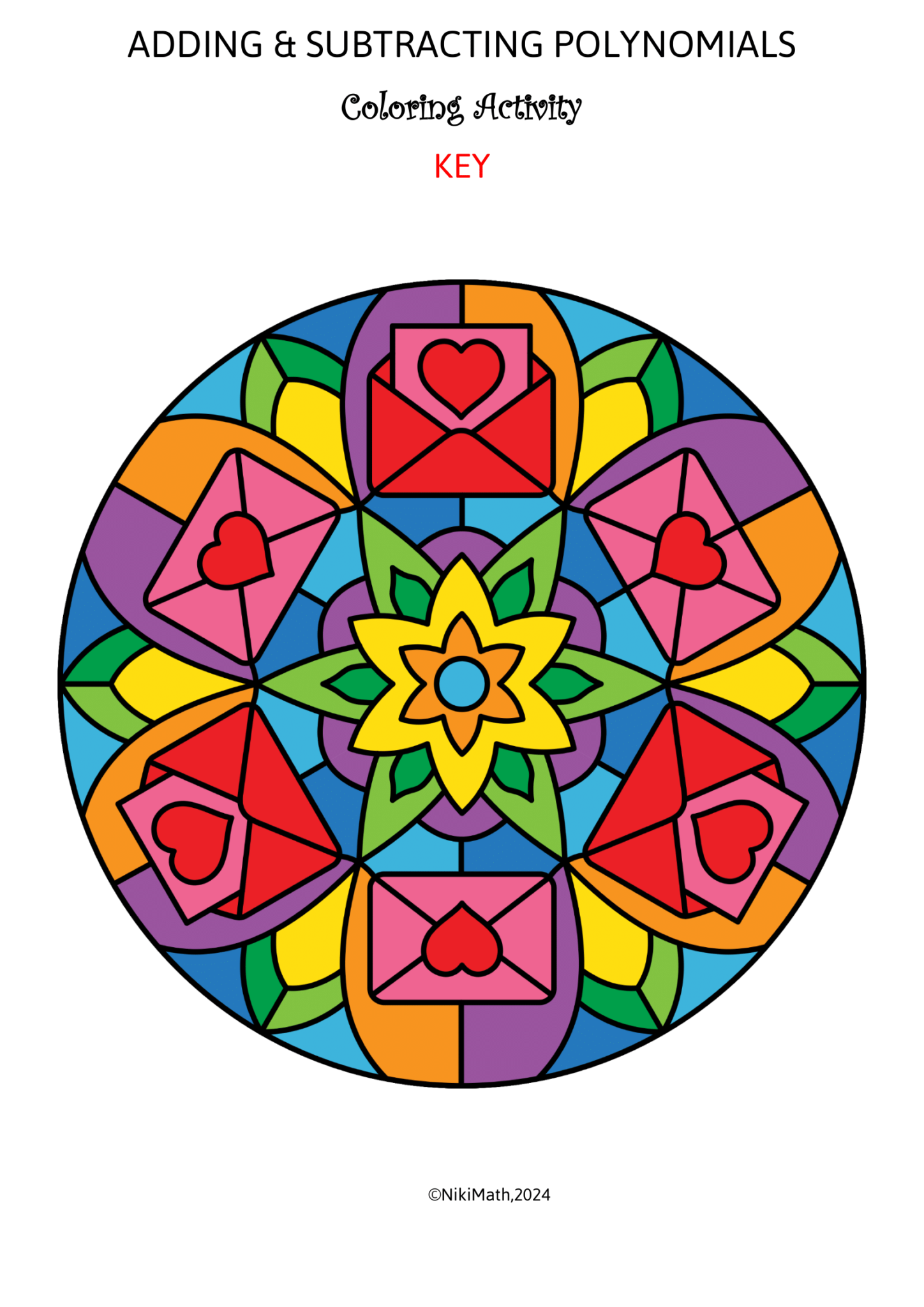 Adding & Subtracting Polynomials - Coloring Activity/Color by Code ...