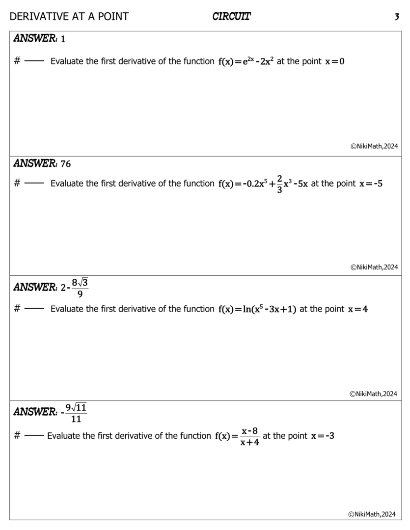 Derivative at a Point - Circuit (15 Problems, the Chain Rule Required ...