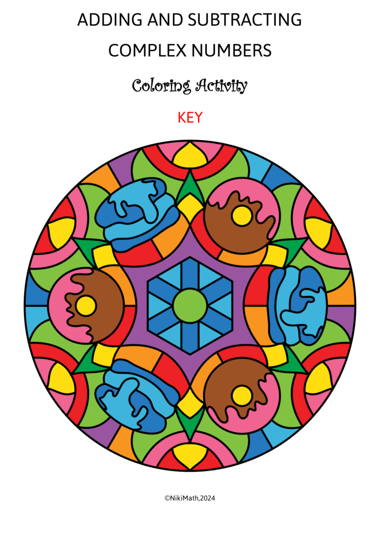 Color Code Complex Geometry Add & Subtract Complex Numbers - Coloring Activity/Color by Code ...