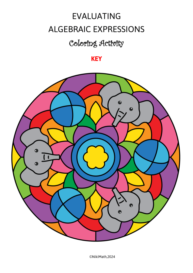 Evaluating Algebraic Expressions - Challenging Color by Code - Teacher ...