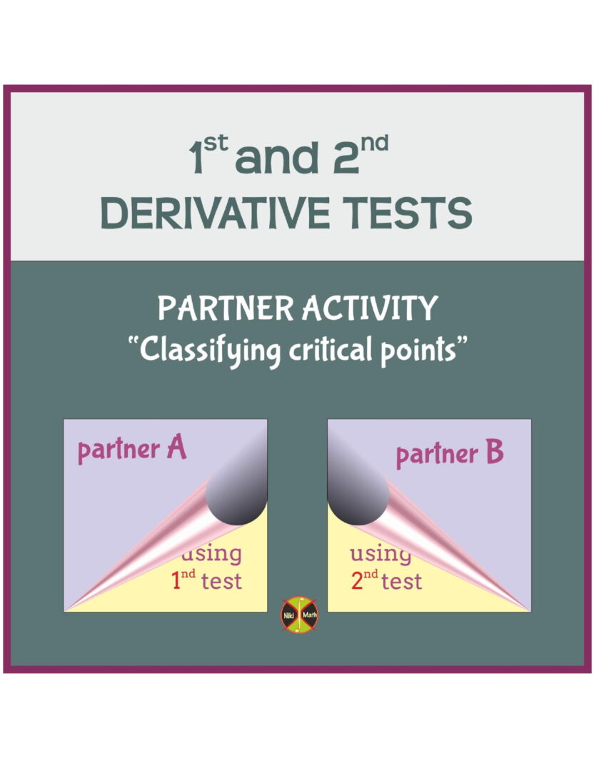 First & Second Derivative Tests - Partner Activity - Teacher ...