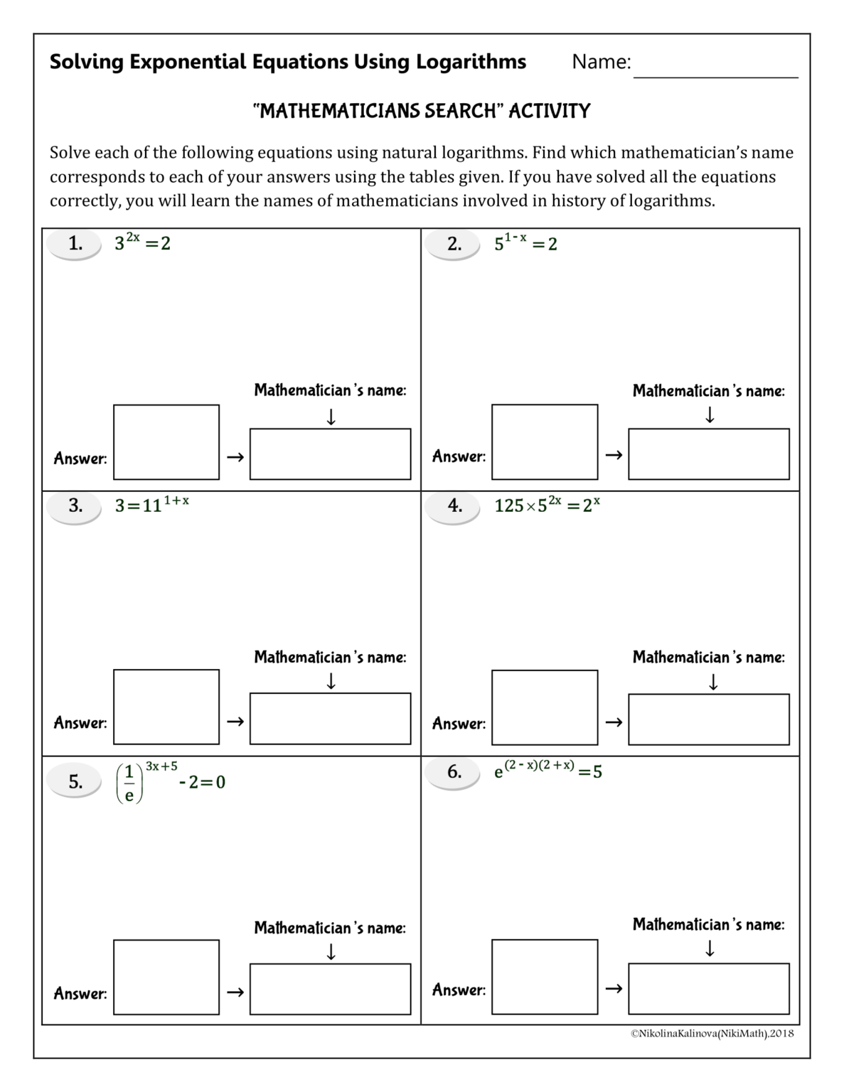 Solving Exponential Equations Using Logarithms -"Mathematicians Search ...