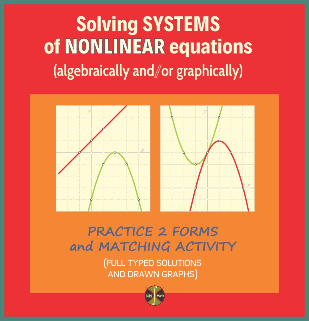 Non Linear Math Questions Non-Linear Systems of Equations - Practice 2 Forms & Matching Activity ...