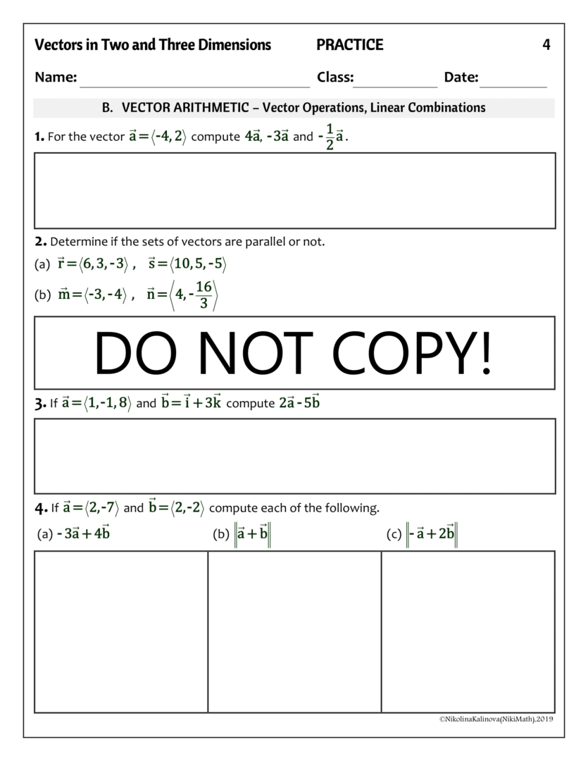 Basic Vector Math Vectors in 2 & 3 D (Basic Concepts & Vector Arithmetic) - Practice ...