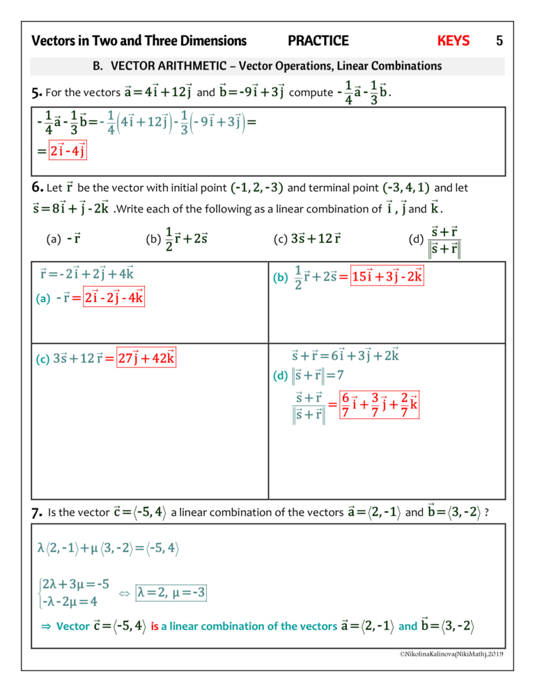 Basic Vector Questions Vectors in 2 & 3 D (Basic Concepts & Vector Arithmetic) - Practice ...