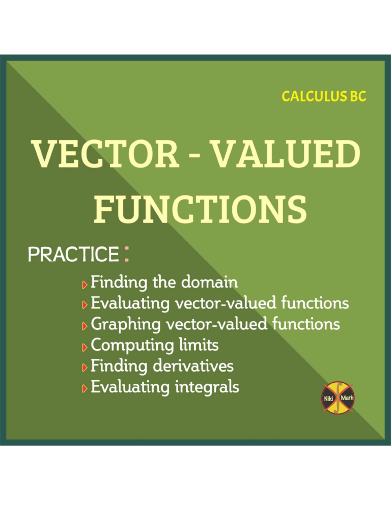 Vector - Valued Functions - 50 Practice Problems Classified - Teacher ...