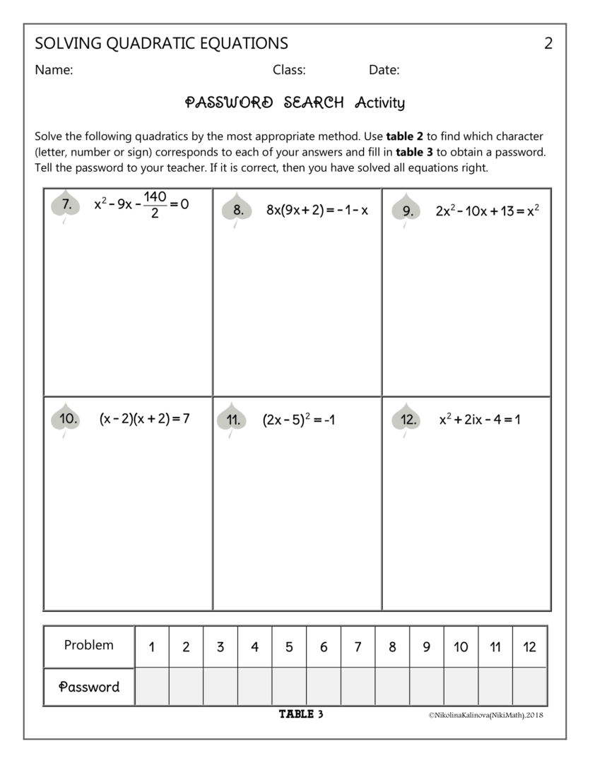 Solving Quadratic Equations with Real & Complex Roots - Password Search ...
