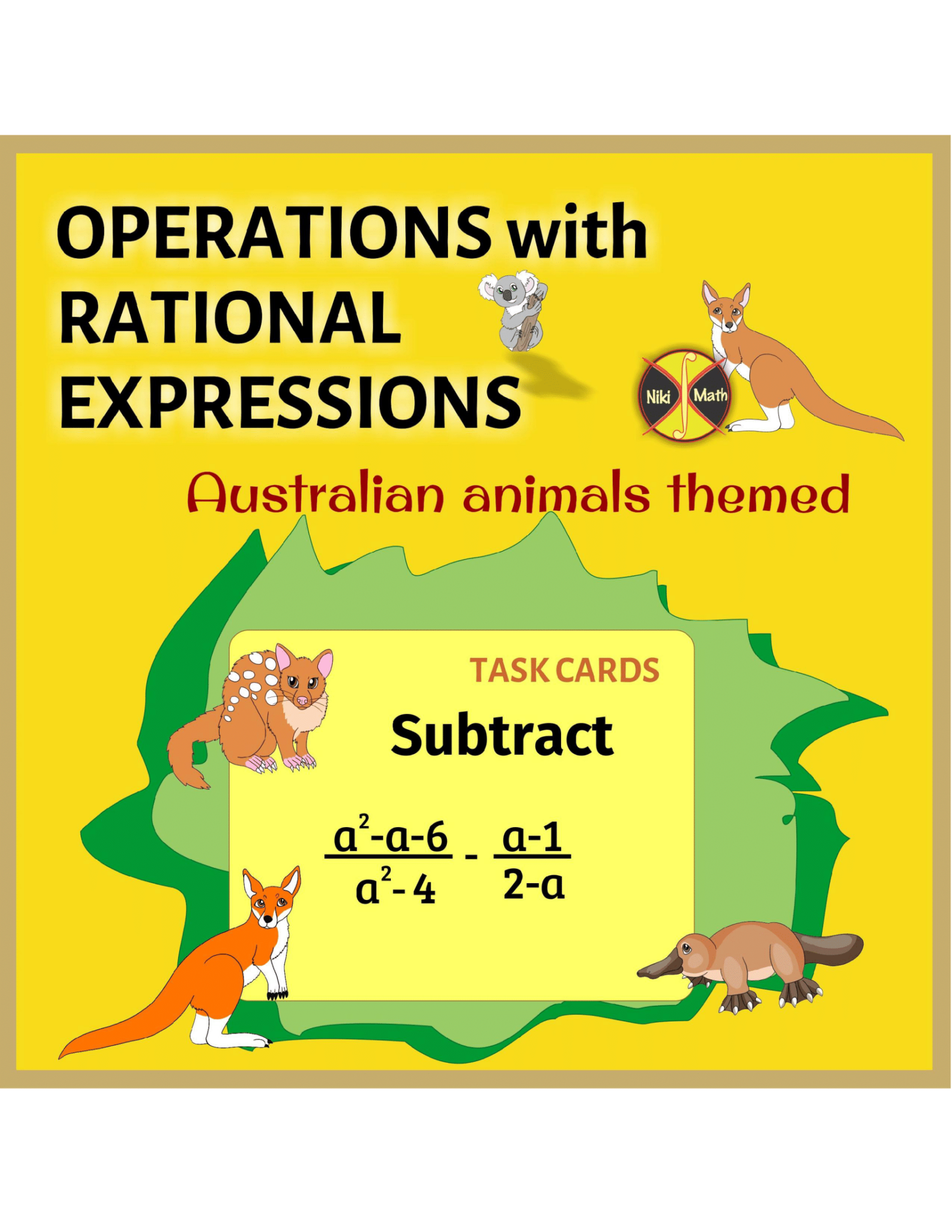 Operations with Rational Expressions - Australian Animals'Themed Task ...