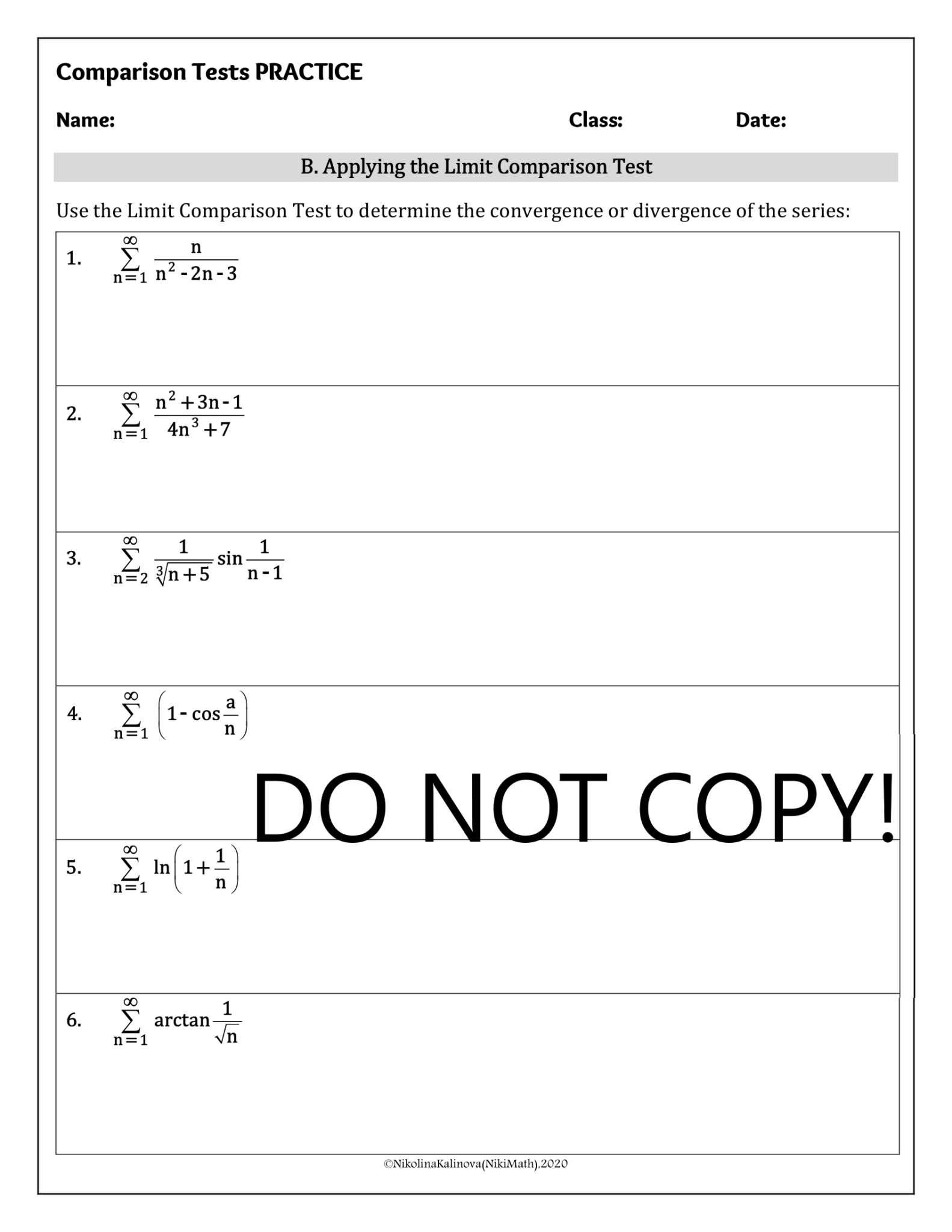Comparison Tests - Practice A&B & Mixed Practice C-24 challenging ...