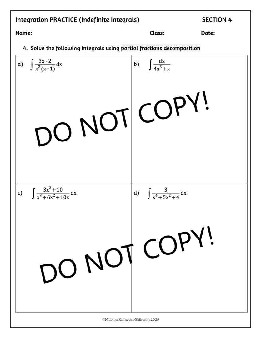 Integration Practice/REVIEW/Assessment/HW-16 challenging problems ...