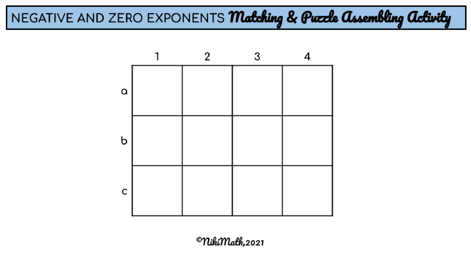 Negative & Zero Exponents - Matching & Puzzle Assembling Activity ...