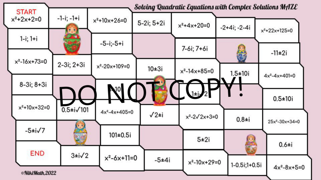 Quadratic Equations with Complex Solutions - Digital Maze - Teacher ...