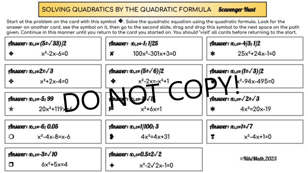 Solving Quadratic Equations Using the Quadratic Formula - Digital ...