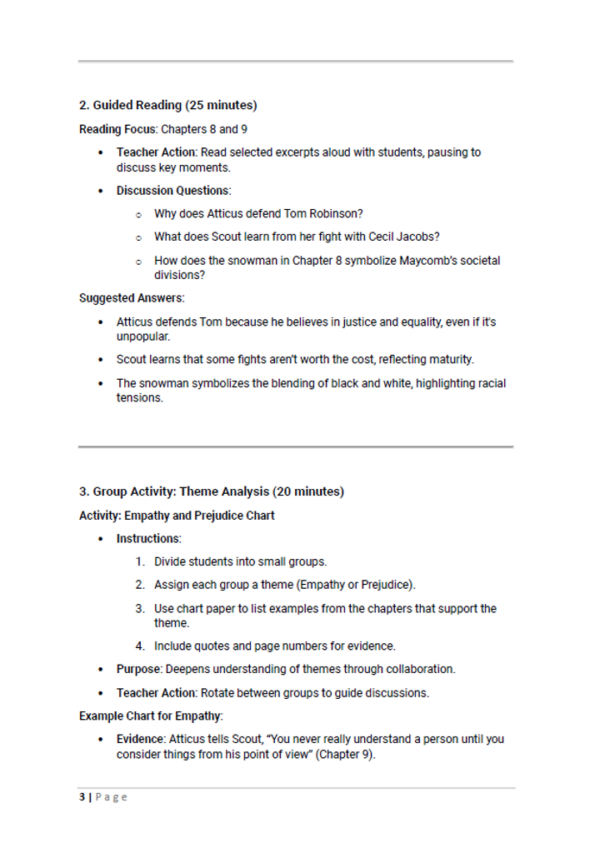 Guided Reading Lesson Plan & Activities for Grade 9 - Teacher ...