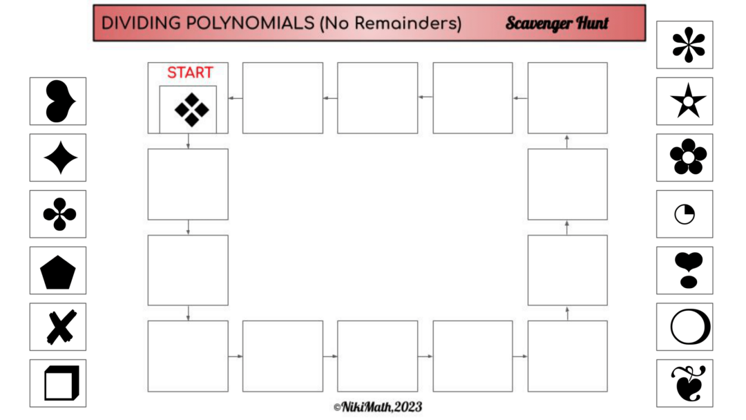 Dividing Polynomials (No Remainders) - Digital Scavenger Hunt - Teacher ...