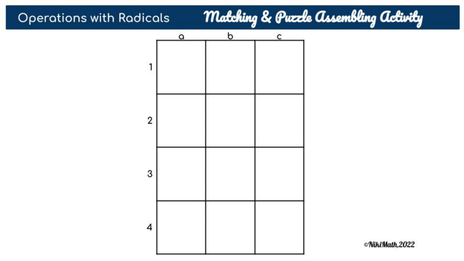Operations with Radicals - Matching & PUZZLE Assembling Activity ...
